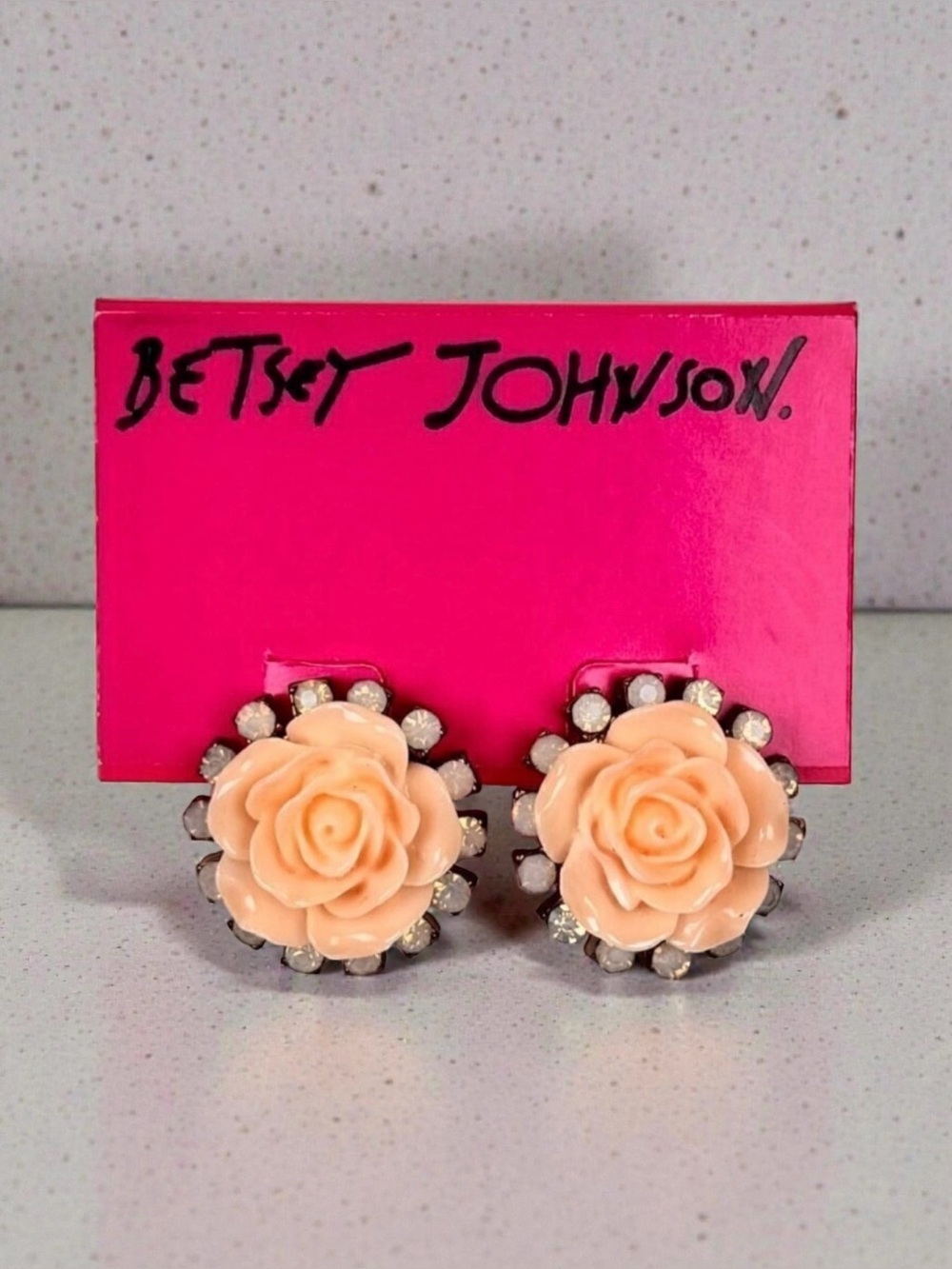New Betsey Johnson Roses Studs Earrings Crystals Fairy Flower